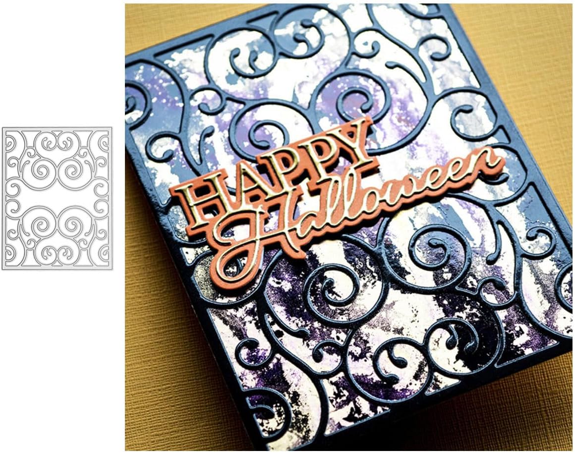 Cutting Dies Metal Stencils Scrapbooking Tools Flowers Lace Frame DIY Embossing Template for Paper Card Making Album Arts Crafts Supplies (Halloween Vine Frame-11.1x14.3cm)