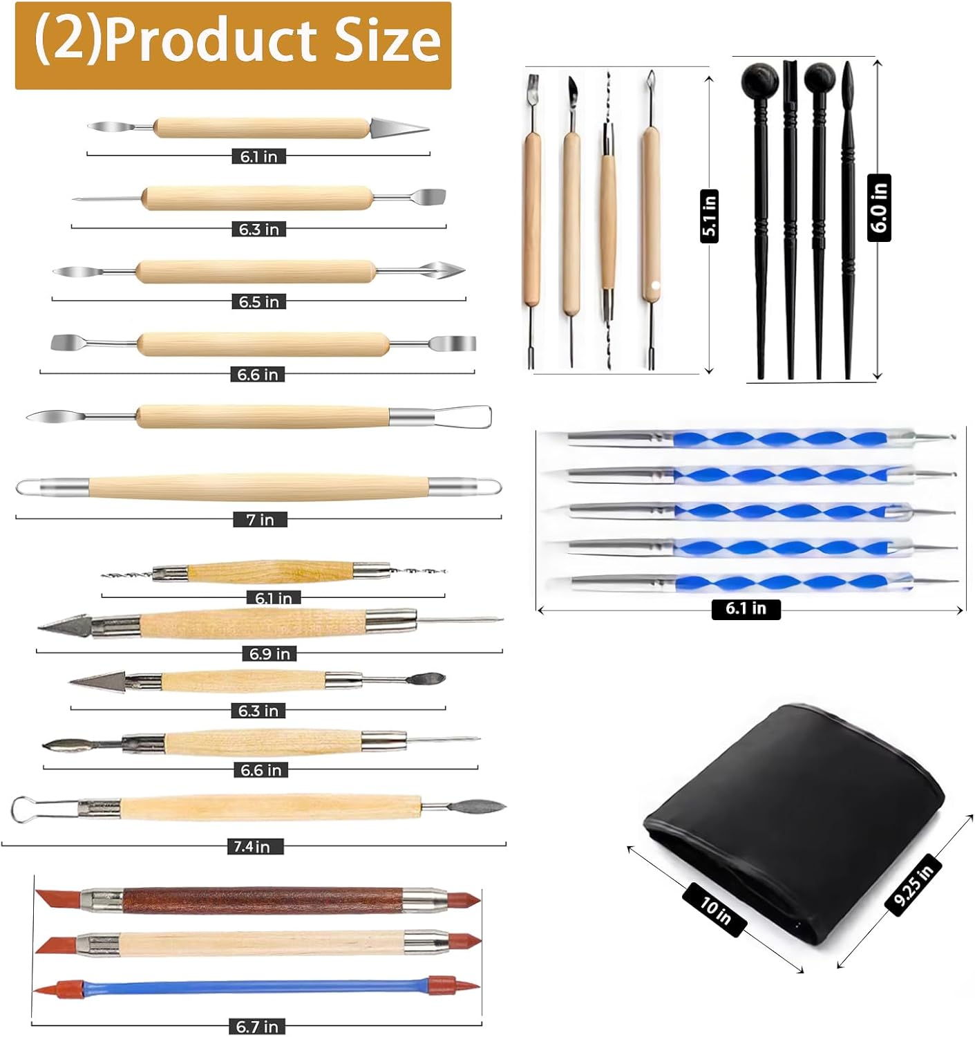 Clay Tools Kit, 52 PCS Complete Clay Tools Set for Sculpting and Pottery, Pottery Tools Includes Polymer Clay Tools, Sculpting Tools, Ceramic Tools, Clay Carving Tools, Perfect Pottery Tool Kit