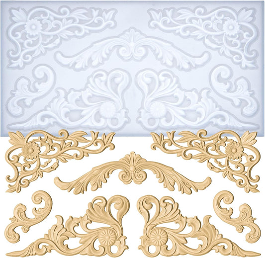 Art Molds for Polyclay Air Dry Clay Plaster Epoxy Resin Fondant Cake Decor Rococo Embellishment