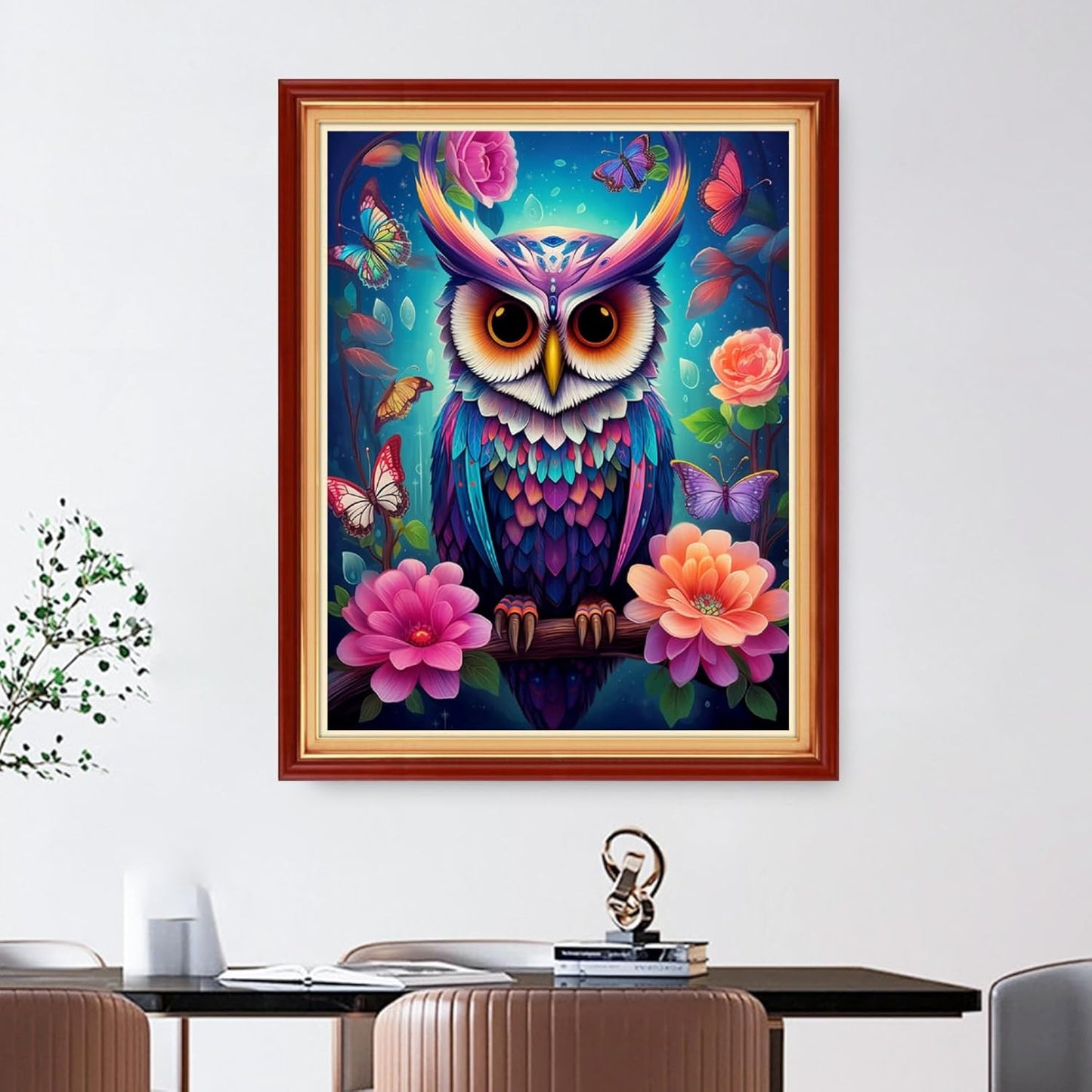Foxdiviy Stamped Cross Stitch Kits Full Range of Embroidery Needlework Starter Kits for Beginners Adults 11CT Embroidery Patterns Art Crafts DIY Needlepoint Kits-Colorful Owl 16x20 inch