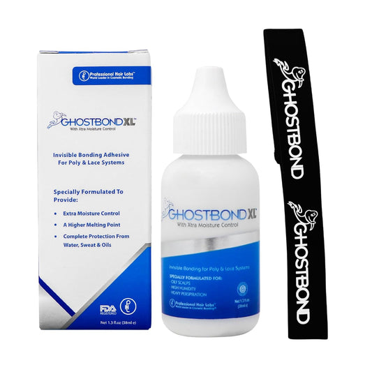 GHOSTBOND XL Hair Replacement Adhesive 1.3oz & Elastic Meltband Set | Invisible Bonding, Sweat-Resistant Wig Glue for a Flawless Hairline