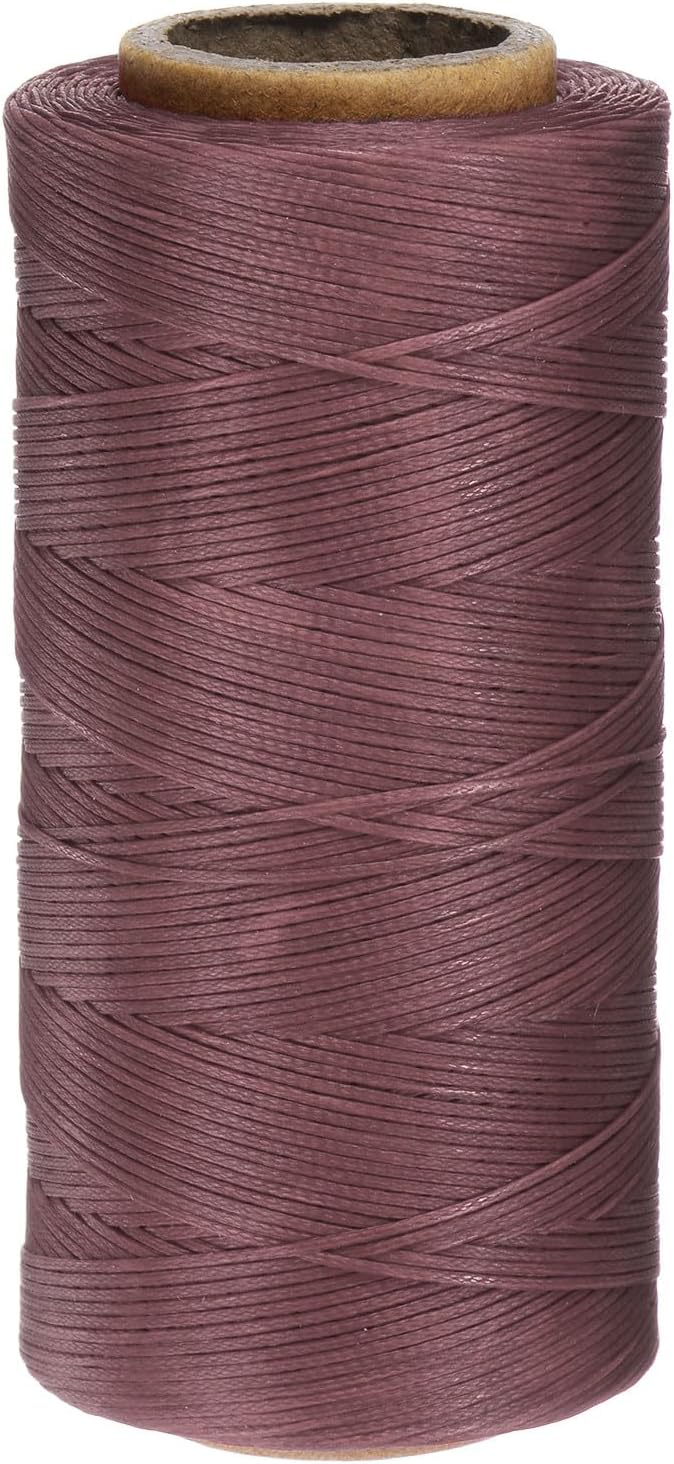 uxcell 150D 0.8mm Flat Waxed Thread 284 Yards Polyester Leather Sewing Waxed String Hand Stitching Waxed Cord for Leather Stitching Sewing Bookbinding DIY Craft Brick Red