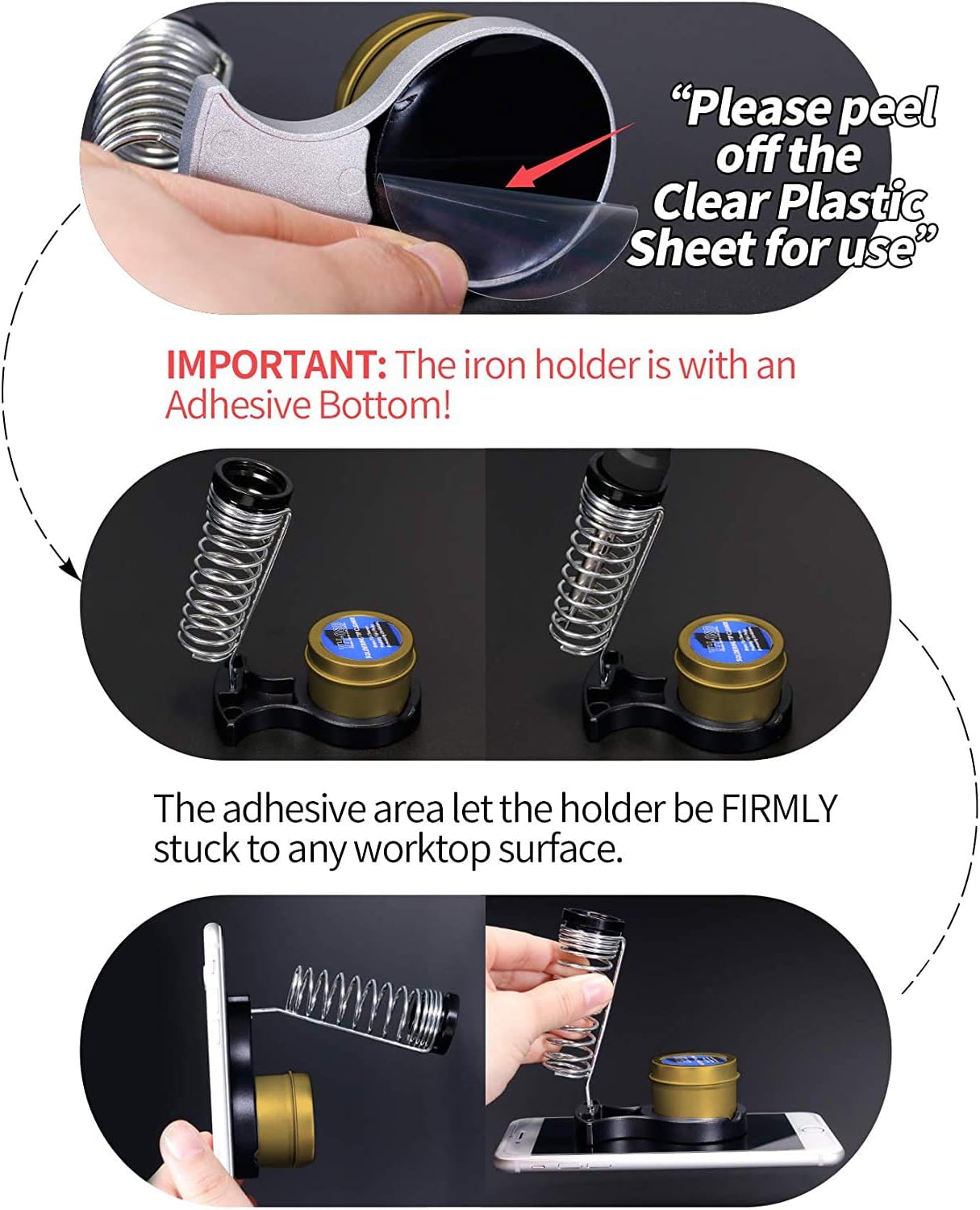 YIHUA 947-III 60W Soldering Iron Kit Adjustable Temperature with Sticky Holder, Tip Cleaner, Cleaning Sponge Power Switch, Operation Indicator, Portable Soldering Kit