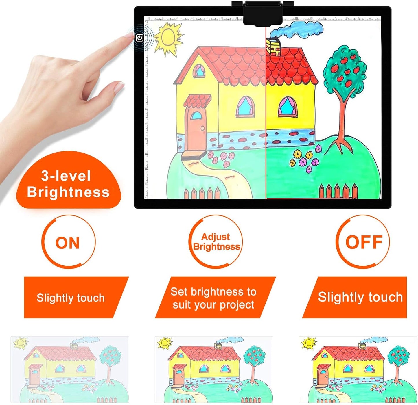 Diamond Painting Light Pad A3, LED Light Box Tracer w/Magnetic Clip & Pen Holder, 3 Level Brightness USB Power Dimmable Brightness Artcraft Tracing Light Pad for Drawing Sketching Diamond Painting