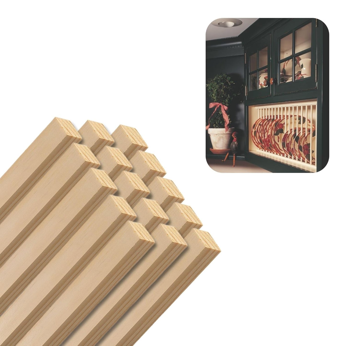 Pine Square Dowels (3/4" x 36", Pack of 15) | Variety of Diameters & Wood Species | Unfinished Wooden Dowel Rods for Crafts & DIY Home Projects | Curtain Rod, Macrame Supplies, Moulding Trim, Flagpole