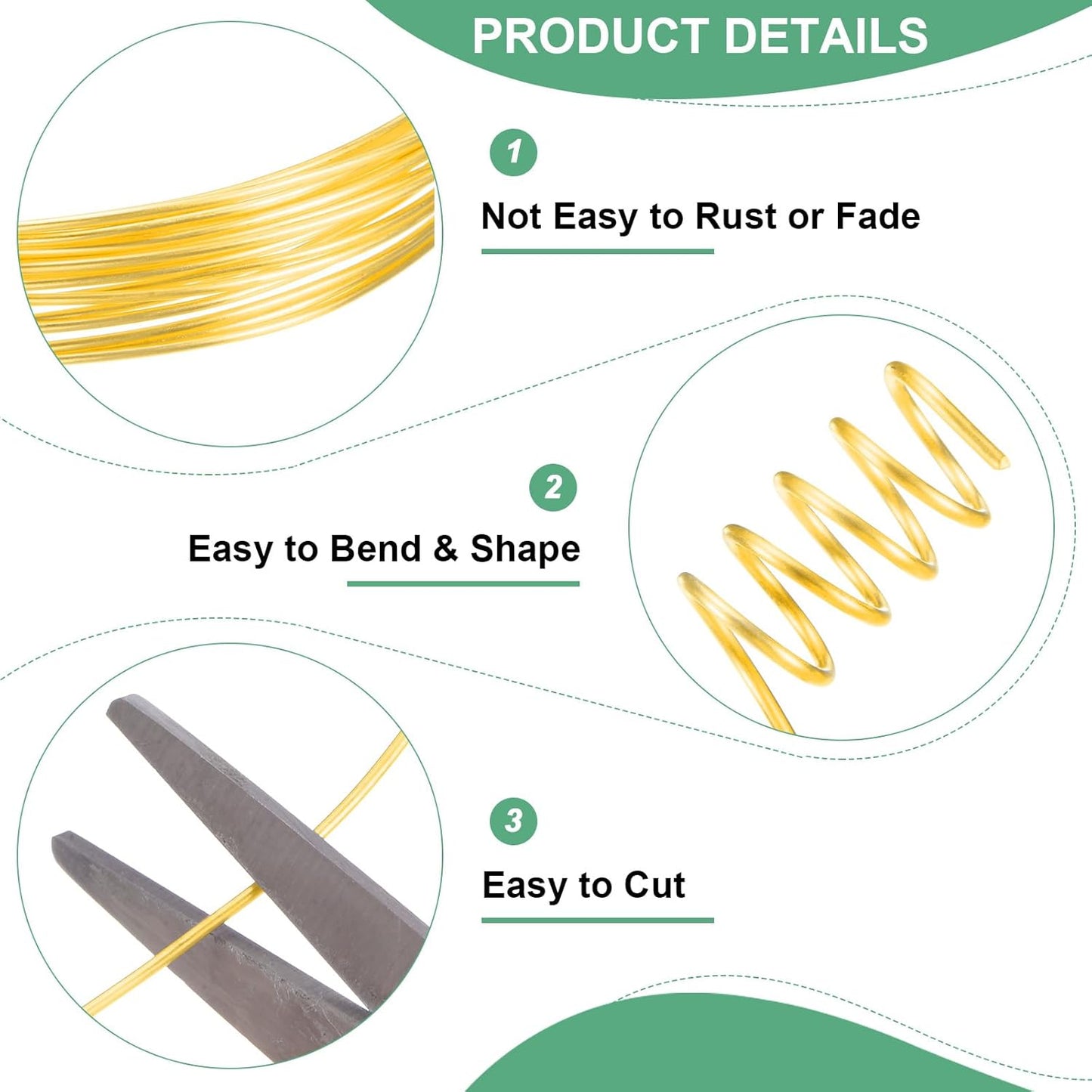 1 mm/18 Gauge Copper Wire for Jewelry Making, 5.2FT Copper Beading Craft Wire for Jewelry/Weaving/DIY Crafting/Planting, Color-Retaining [1.6M, Gold Tone]