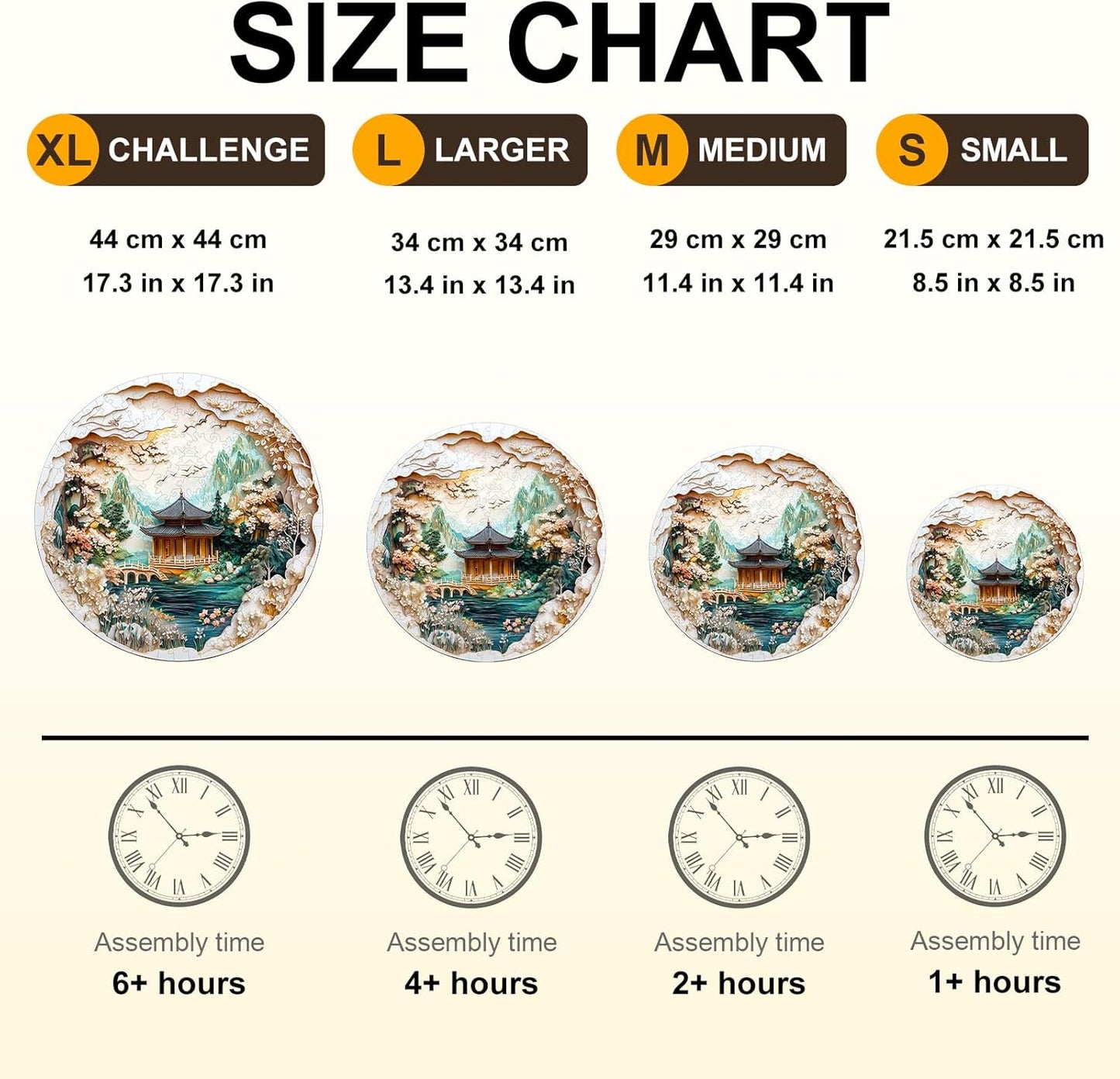 KAAYEE Wooden Puzzles for Adults, Chinese Landscape Painting Wooden Jigsaw Puzzle, 450 PCS Unique Shape Wood Puzzle Adult, 3D Visual Effect Flat Puzzle Birthday Family Games (XL-17.3 * 17.3in)