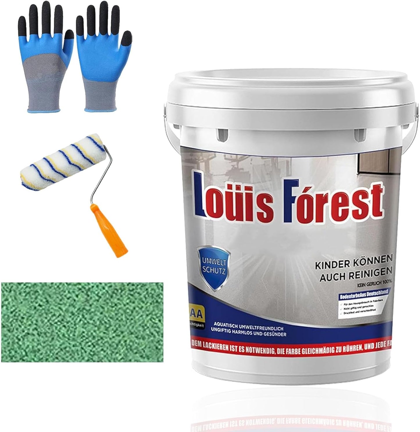 Louis Forest Epoxy Floor Paint, High-Gloss Marble Effect Coating, Epoxy Colored Sand Floor Paint, Wear-Resistant and Non-Slip for Indoor Outdoor (0.5KG-Green)