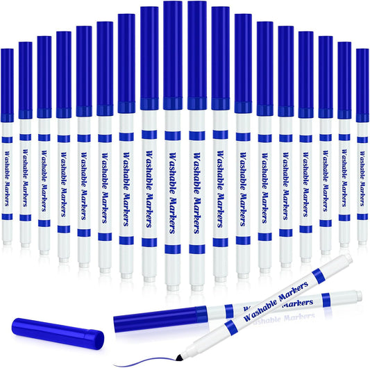 18 Pcs Line Washable Markers Bulk Blue Fine Tip Markers Set Coloring Thin Tip Drawing Washable Pen for Kids Art School Classroom Back to School Gender Reveal Party Supplies, Ages 6+