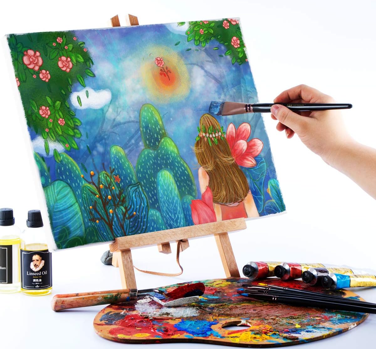 Transon Artist Paint Brush Set of 12 for Watercolor Acrylic Gouache Oil and Tempera Painting