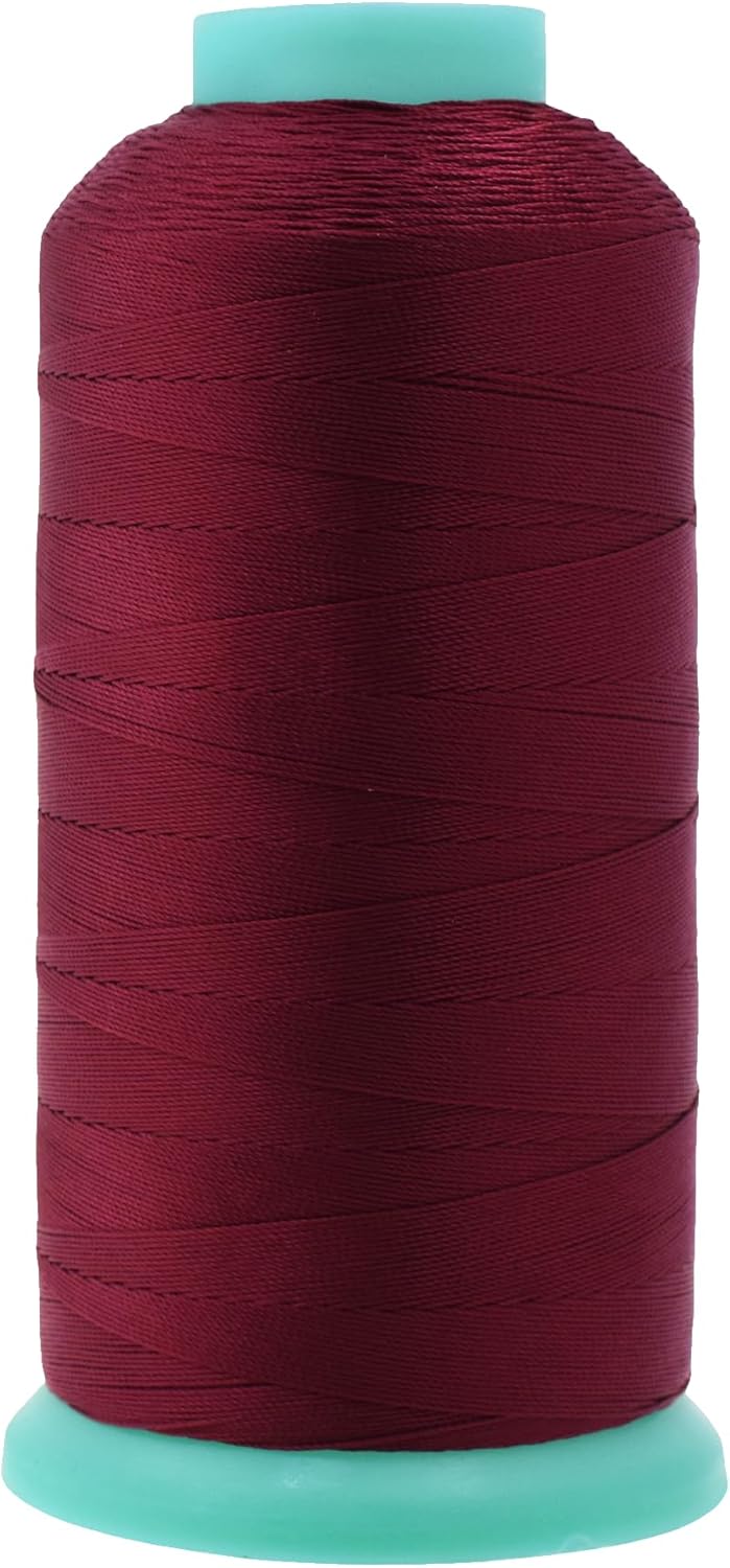 Mandala Crafts Bonded Nylon Thread Wine Heavy Duty Sewing Threads - 1100 YDs Size 92 280D T90 Tex 90 Thread for Leather Jeans Weaving Outdoor Marine Upholstery Threads