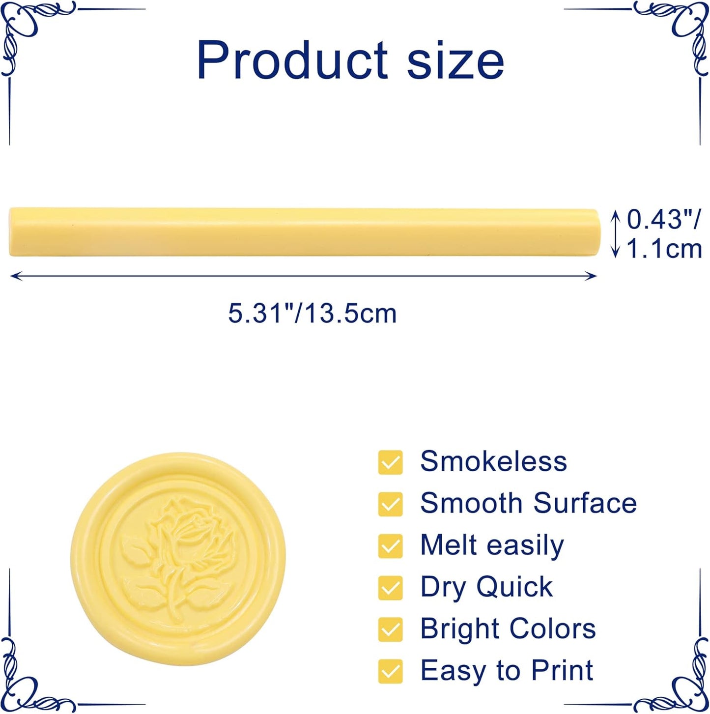 Yoption 15 Pieces Light Yellow Glue Gun Sealing Wax Sticks for Wax Seal Stamp, Great for Wedding Invitations, Envelopes, Cards, Christmas Gift Ideas, Wine Packages (Light Yellow)