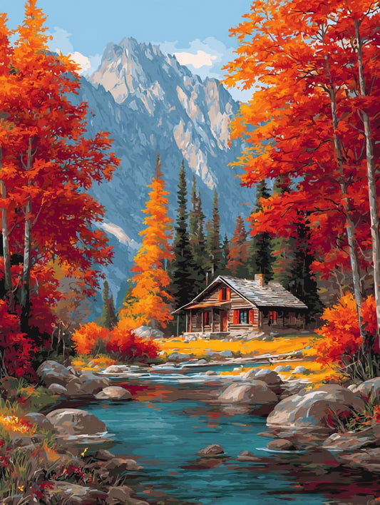 14CT Counted Cross Stitch Kits for Adults Advanced Mountains Lake Printed Stamped Cross Stitch Kits for Adults (Mountain Lake 2)