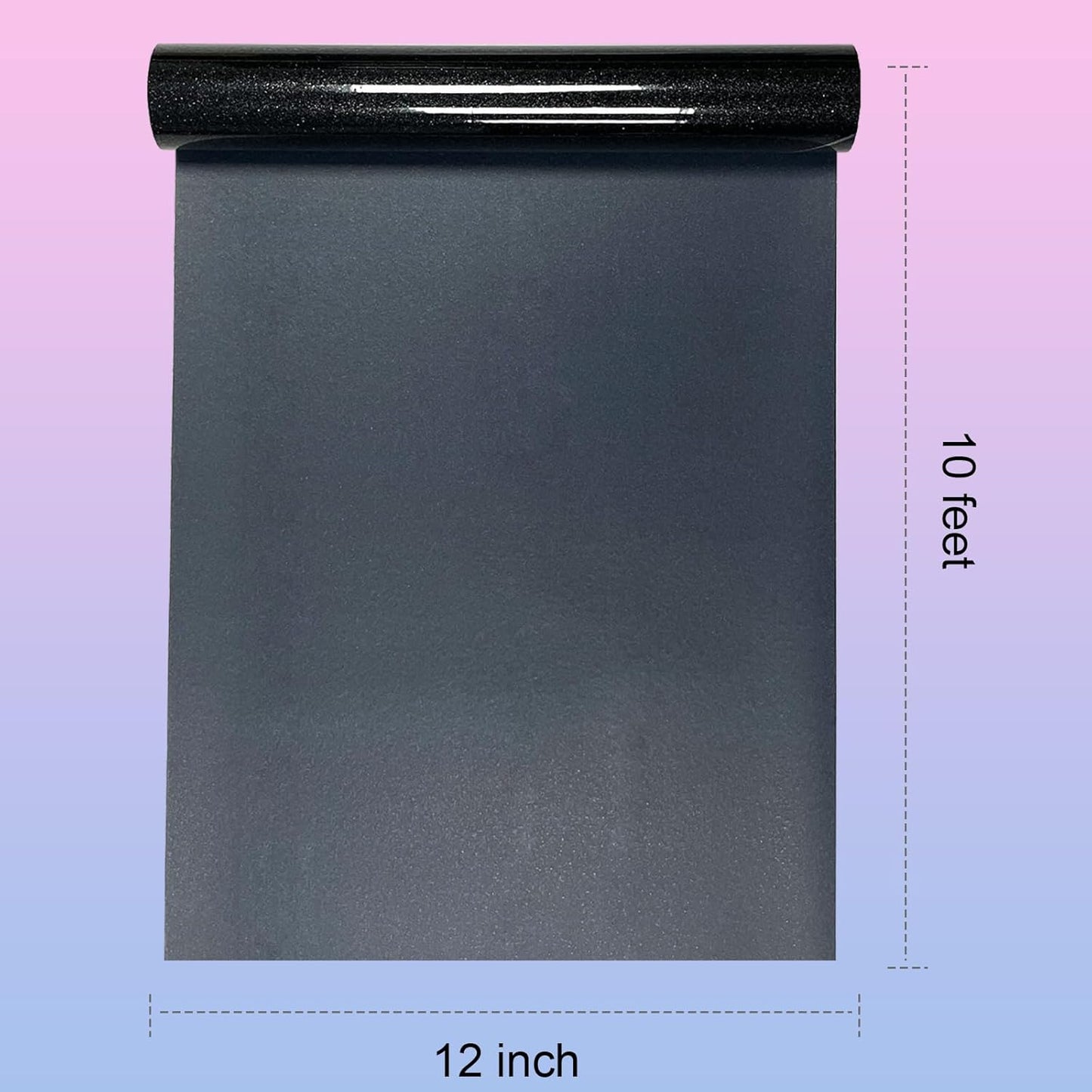Glitter HTV Heat Transfer Vinyl Rolls- 12" x 10ft. Glitter Iron on Vinyl for DIY T-Shirts, Glitter for All Cutters, Heat Transfer Vinyl (Black)