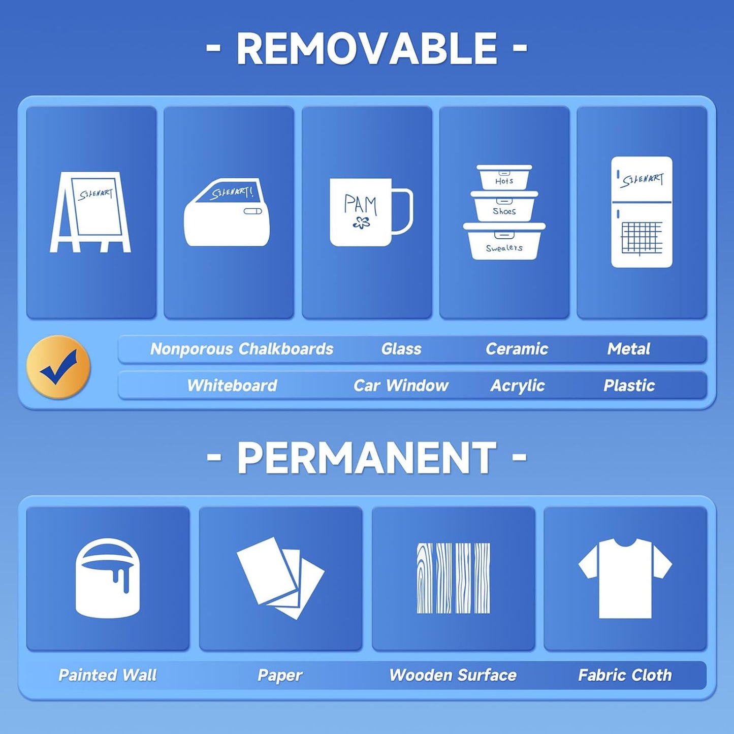 SILENART Thick Chalk Markers Red - 15mm Jumbo Tip Car Marker - Wide Window Chalk Pen for Chalkboard, Window, Glass, Mirror, Blackboard