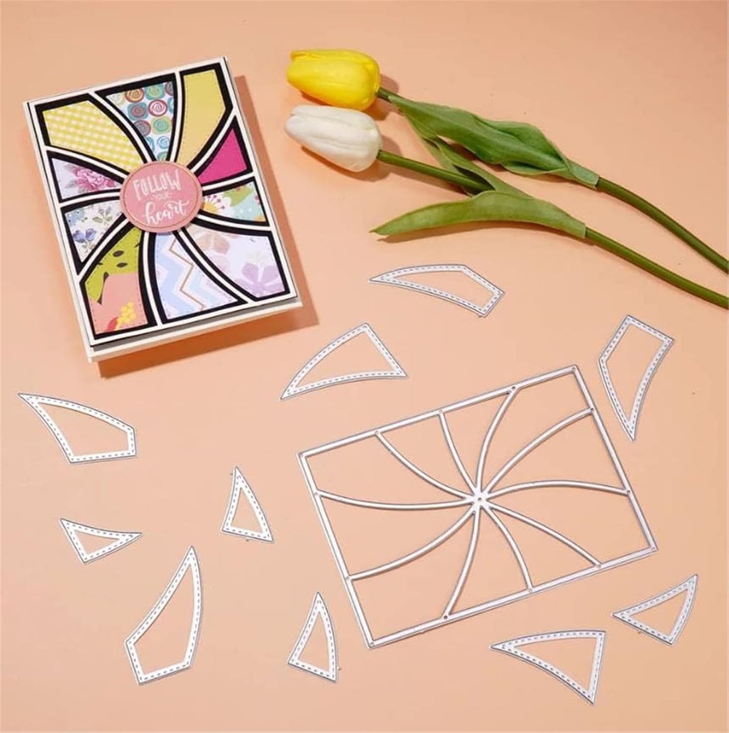 Mvchifay Cutting Dies for Card Making Metal Die-Cuts Scrapbooking Tool Hollow Frame DIY Craft Punch Template Embossing for Paper Album Decor (Whirl Frame-14x10cm)