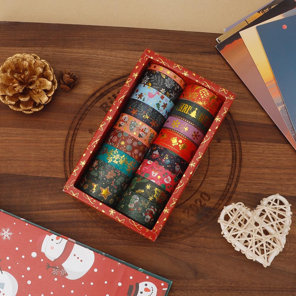 Christmas Washi Tape Set 17 Rolls Holiday Washi Tape for Journaling Decorative Tapes Christmas Duct Tapes Designs Gifts for Daughter Gifts for Friends Stocking Stuffer for Women