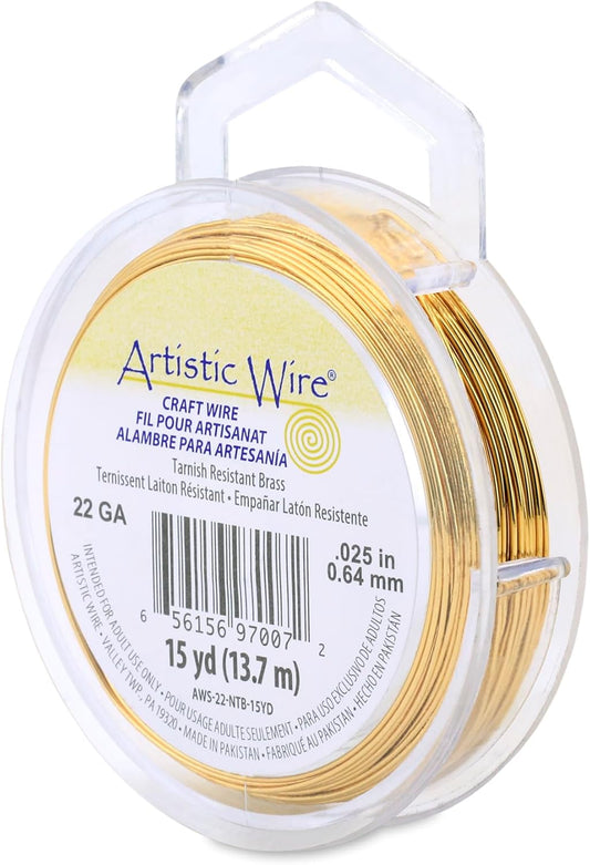 Artistic Wire, 22 Gauge Tarnish Resistant Brass Craft Wire, 15 yd