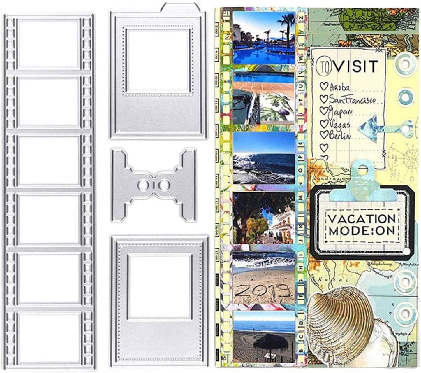 YKW Camera Film Cutting Dies Stencil Metal Template Molds, Embossing Tool Die Cuts for Card Making Album Paper Scrapbooking, DIY Etched Dies Craft Versatile and Durable Holiday and Special Occasion