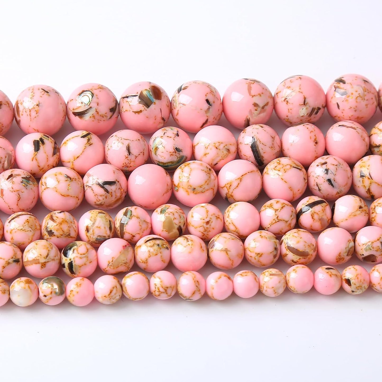 32PCS 12MM Natural Pink Shell Turquoise Beads for Jewelry Making with Mother-of-Pearl Round Loose Beads DIY Bracelet Accessories 15"(12mm, Pink Shell Turquoises)
