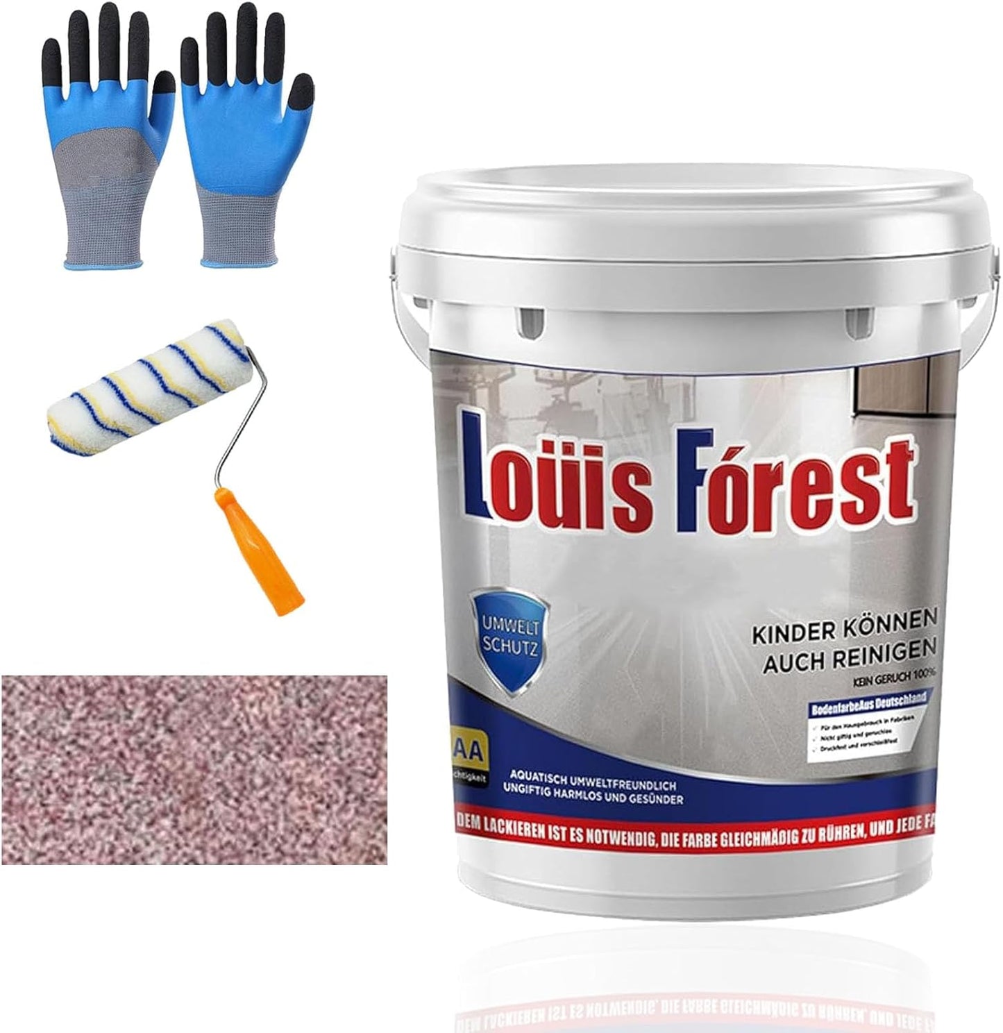 Louis Forest Epoxy Floor Paint, High-Gloss Marble Effect Coating, Epoxy Colored Sand Floor Paint, Wear-Resistant and Non-Slip for Indoor Outdoor (0.5KG-Peach red)