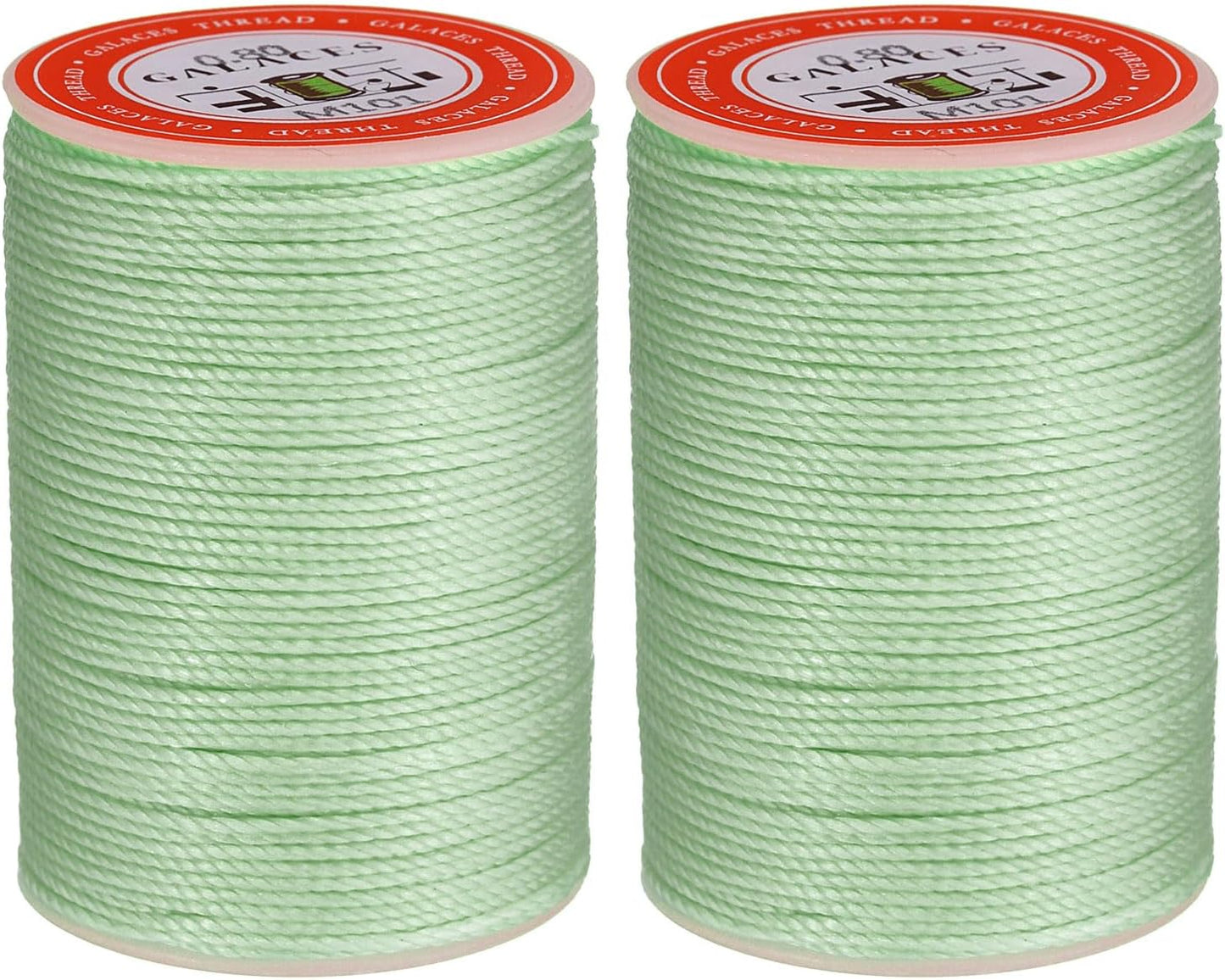 uxcell Round Leather Sewing Waxed Thread, 55m / 60 Yards Polyester Wax String, 0.80mm Wax Stitching Cord for Leather Crafts, Bookbinding, Bracelets Braided, Mint Green, 2pcs
