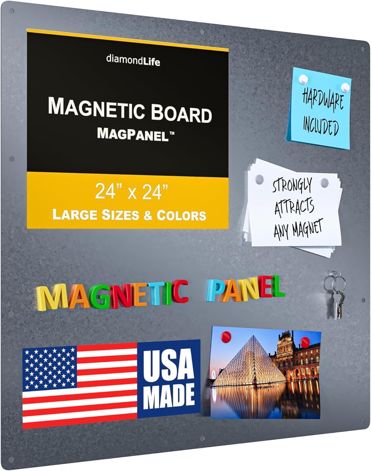Diamond Life Magnetic Board - Memo & Vision Board for Home, Office, and Classroom - Magnet Board for Kids - Command Strips Included