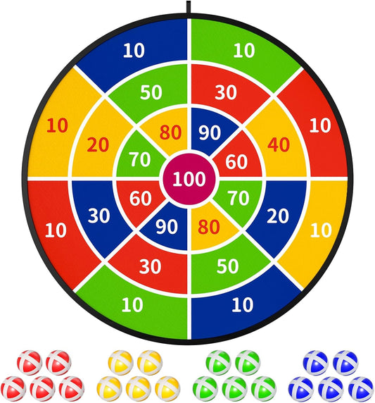 TEMI 29" Large Dart Board for Kids, Boys Toys Dartboards with 20 Balls, Indoor and Outdoor Sport Fun Party Play Game Toys, Birthday Gifts for Boys Girls 3 4 5 6 7 8 9 10 11 12 Years Old