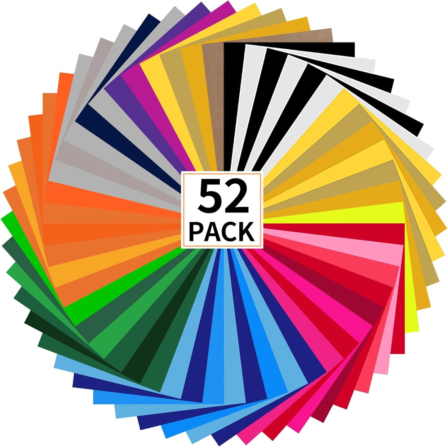 guangyintong HTV Heat Transfer Vinyl Bundle, 52 Pack 12" x 10" Iron on Vinyl for T-Shirt, 33 Assorted Colors Clossy Reflective and Fluorescent HTV Vinyl for All Cutting Machine Easy to Cut & Weed