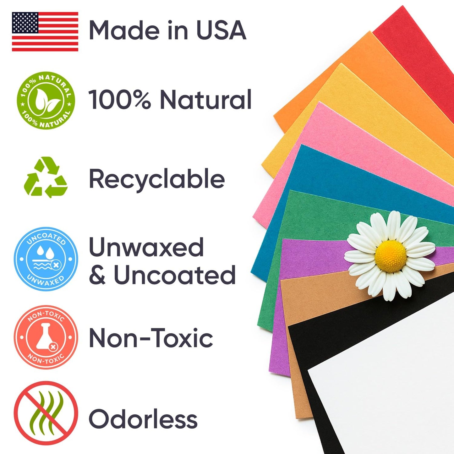 12" x 1200" (100 ft) Pack of 10 Rolls USA-Made Multi-Color Kraft Paper Rolls, 45 lbs/66 GSM – Colored Kraft Paper for Packing, Crafts, DIY Projects, Gift Wrapping – Non-toxic, Safe for Kids