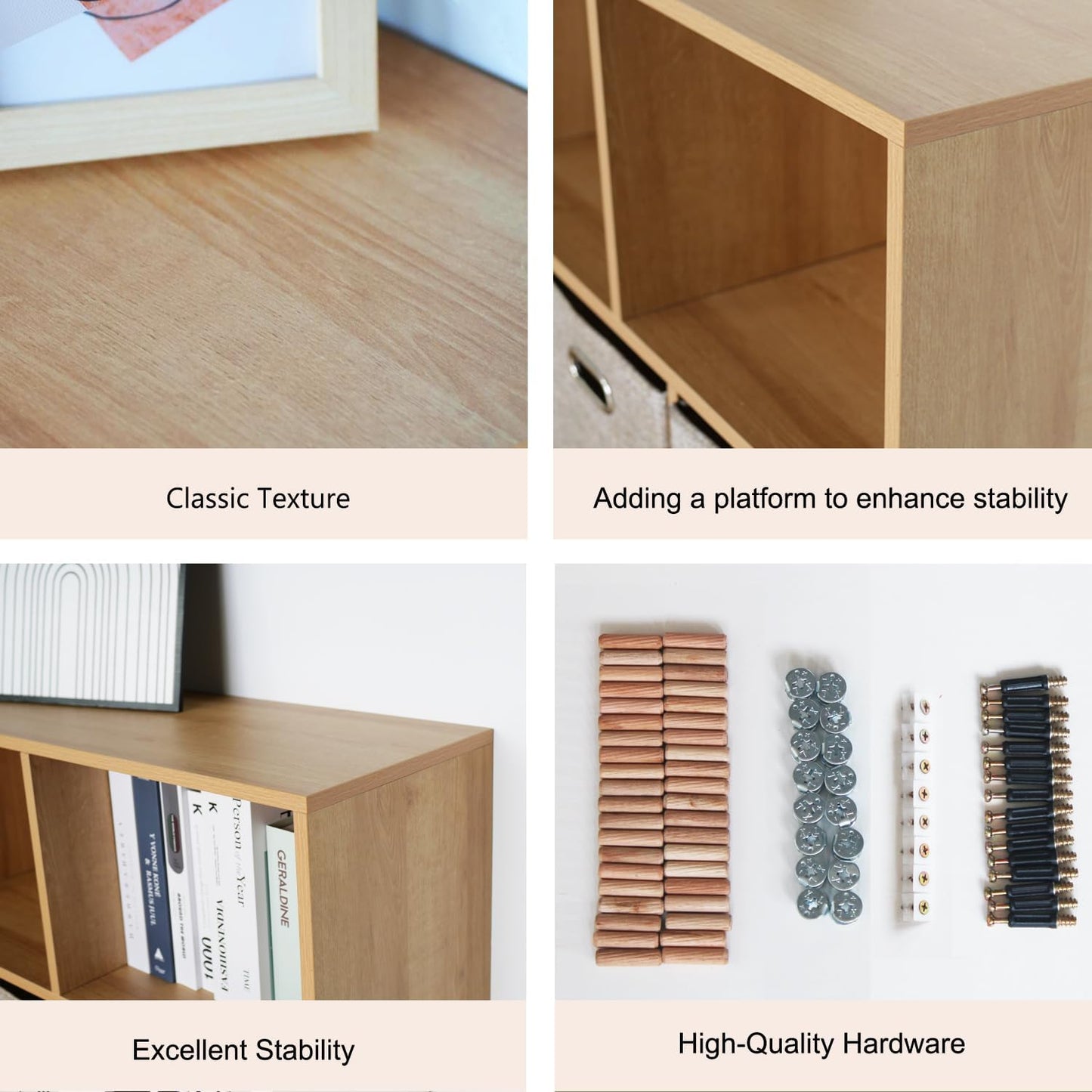 Wooden 9 Cube Storage Organizer with Closed Back Panel, Cube Shelf Heavy Duty Cubby Storage Organizer with Compartments for Living,Display Shelf,Bookshelf,Storage Furniture (Oak, 9-Cube)