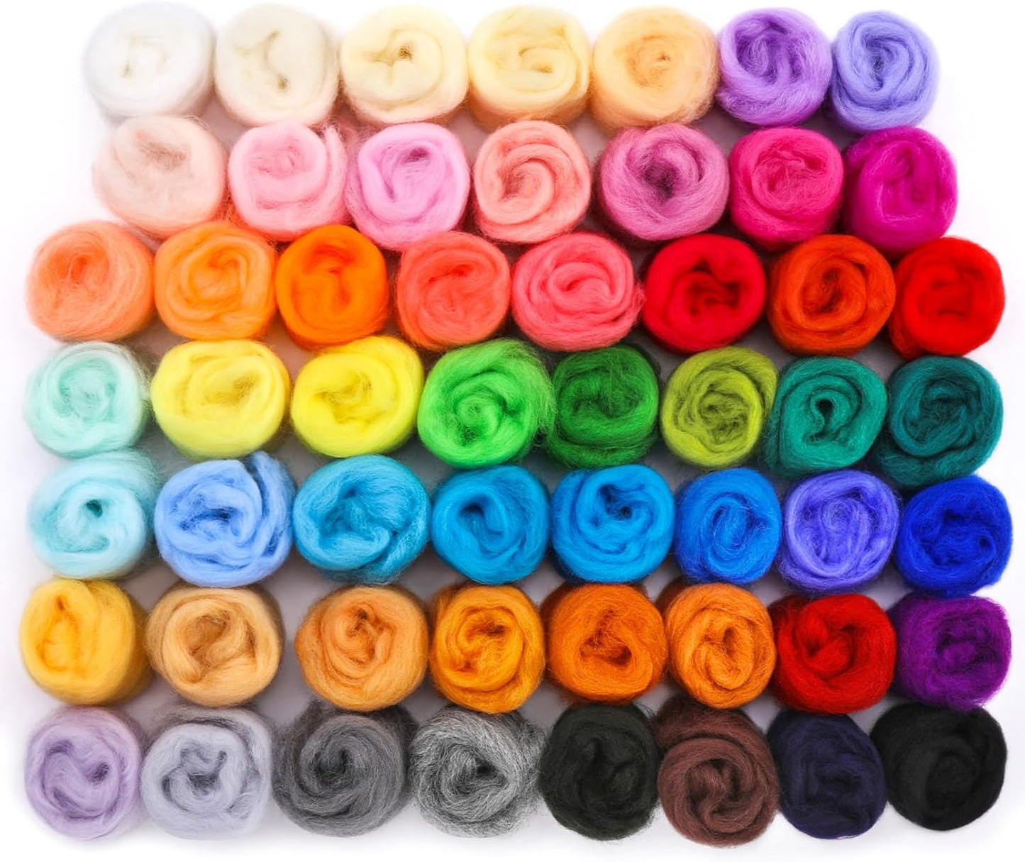 Mayboos 54 Colors Fiber Wool Yarn, 5.71oz Wool Roving for Needle Felting Wool DIY Hand Spinning, 3g/Color