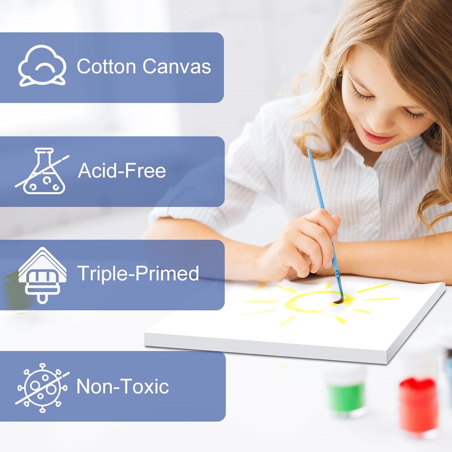 FUMILE Stretched Canvas for Painting, Canvases for Painting Multi 4 Pack 5x7,8x10 (2 of Each), Cotton Primed Acid Free Blank Canvases for Painting for Oil Paint, Acrylic Paint, Gouache and Tempera.