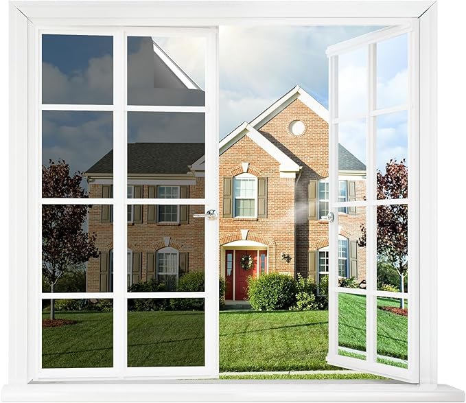 rabbitgoo Window Tint for Home One Way Privacy Window Film See Out Not in Heat UV Blocking Reflective Removable Static Cling Mirror Decorative House Glass Covering, Black Silver, 35.4 Inch X 6.5 Feet