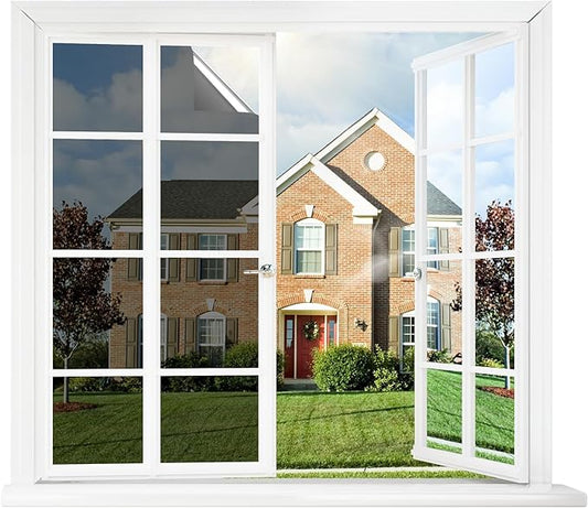 rabbitgoo Window Tint for Home One Way Privacy Window Film See Out Not in Heat UV Blocking Reflective Removable Static Cling Mirror Decorative House Glass Covering, Black Silver, 35.4 Inch X 6.5 Feet