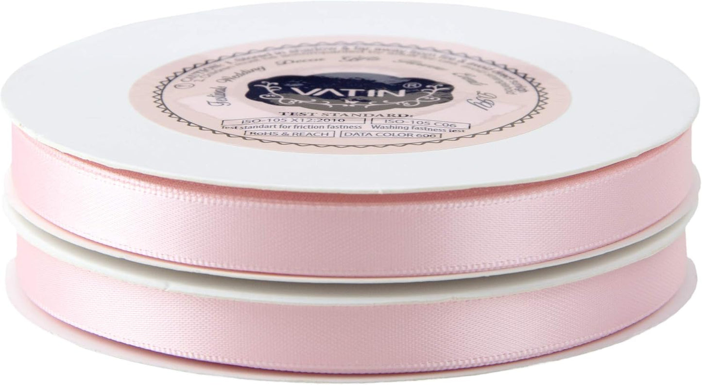 VATIN 3/8 inches Double Faced Light Pink/Baby Pink Polyester Satin Ribbon - 50 Yards for Gift Wrapping Ornaments Party Favor Braids Baby Shower Decoration Floral Arrangement Craft Supplies
