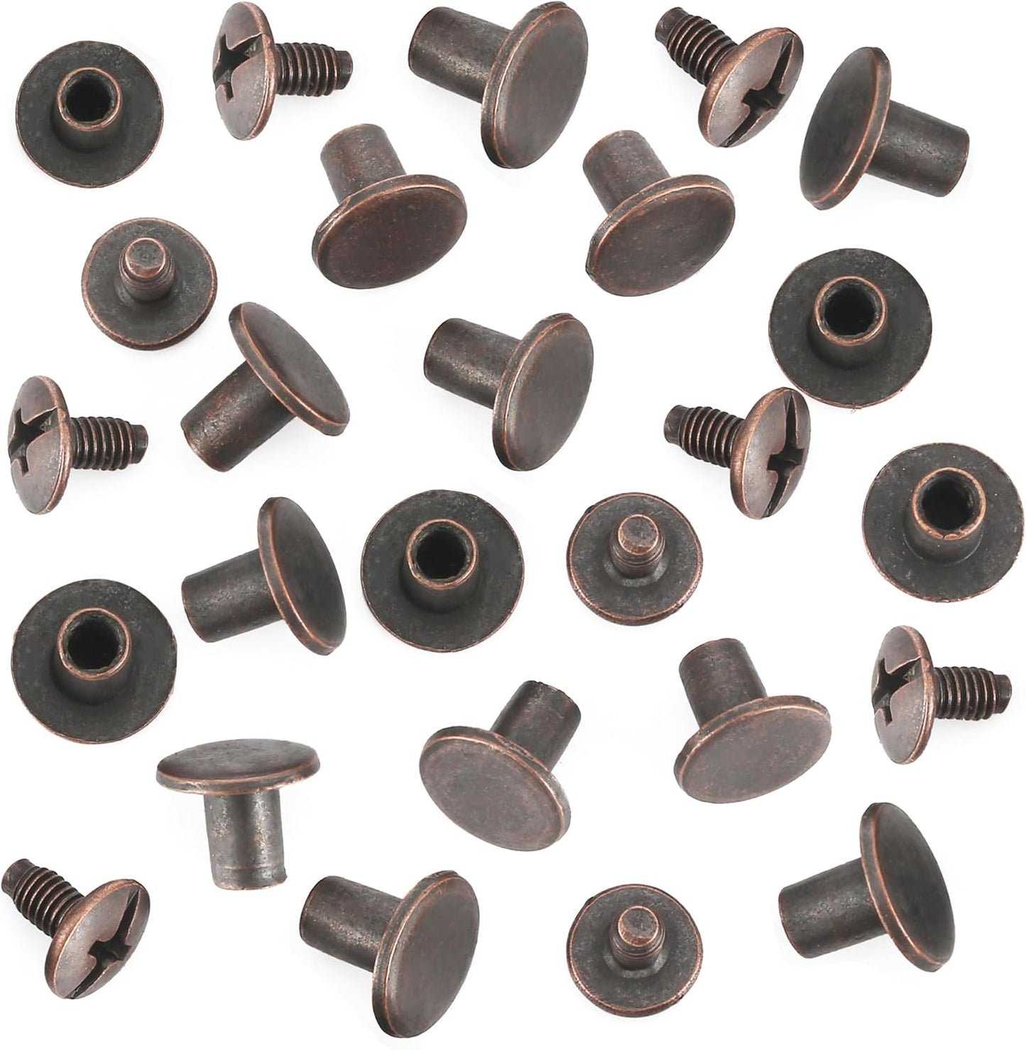 YORANYO 150 Sets 8MM Chicago Screws Leather Rivets for Fabric Chicago Binding Screws Buttons Metal Studs Rivets for Decorate and Repair Belts Bags Shoes Purse Dog Collar Leather Craft (Copper)