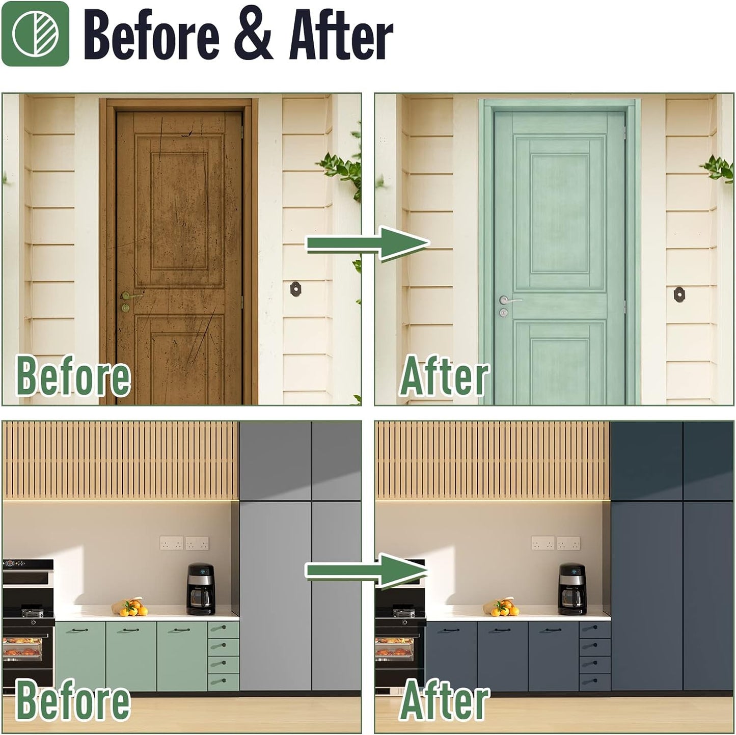 DWIL Matte Finish Furniture Paint - 32 Oz Wood Paint for Cabinets, Doors, Tables, and Dressers Refinishing - Water-Based, Non-Toxic & Odorless, Easy to Apply(Light Grey)-With Tools