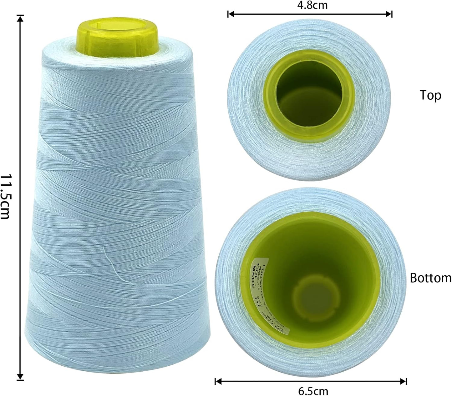 Tortoise 4 Cones of 3000 Yards Each Spool Thread for All Purpose, Serger, Overlock, Quilting, Sewing Machine - 100% Polyester - Light Blue