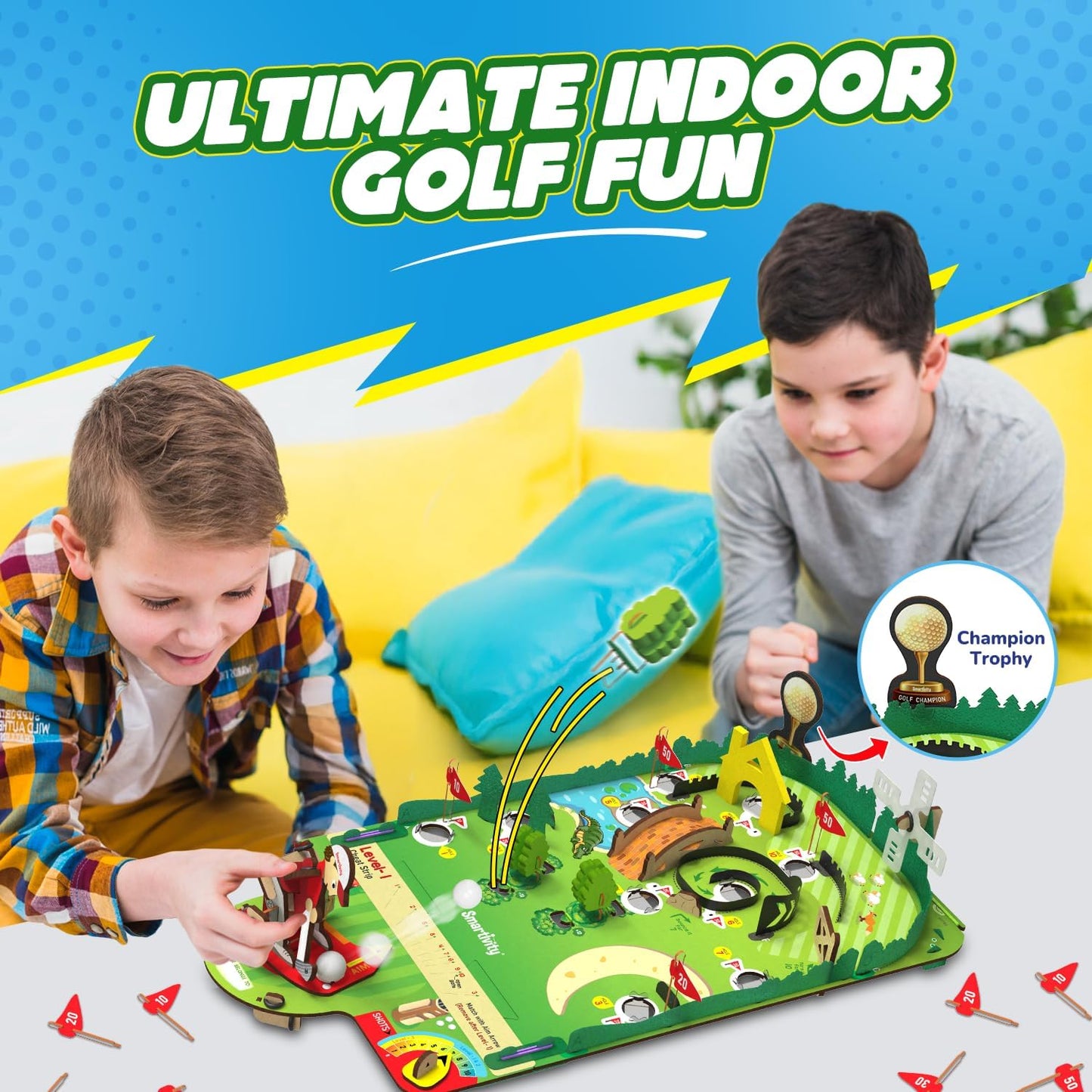 Smartivity Mini Golf Table-Top Game for Kids Ages 6-12 | Build Your Own Golf Course with Mechanical Golfer & 10 Fun Holes | STEM Toy & Birthday Gift for Boys & Girls Ages 6-12