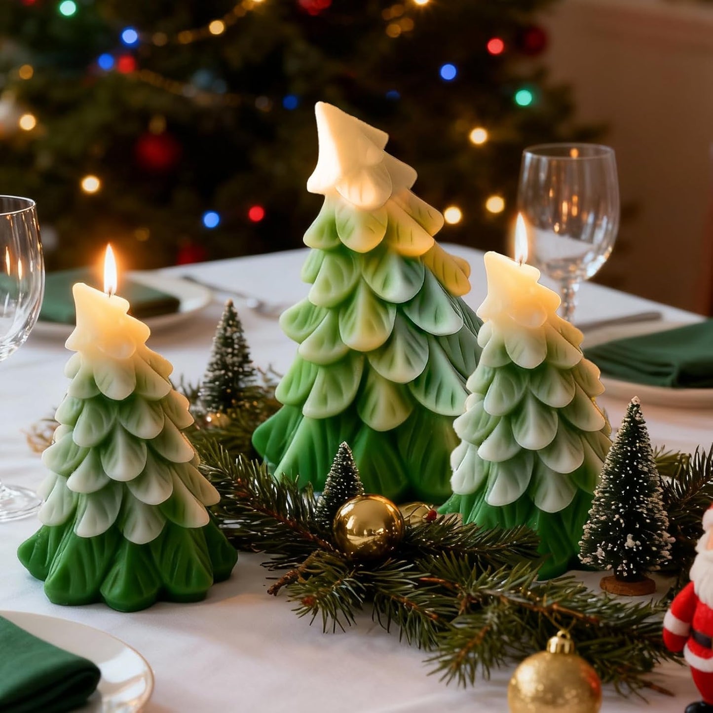 2 Pcs Christmas Candle Molds, Christmas Tree Silicone Molds for Candles Wax Soap Plaster Epoxy Resin Casting Craft Xmas Home Decoration Handmade Gift