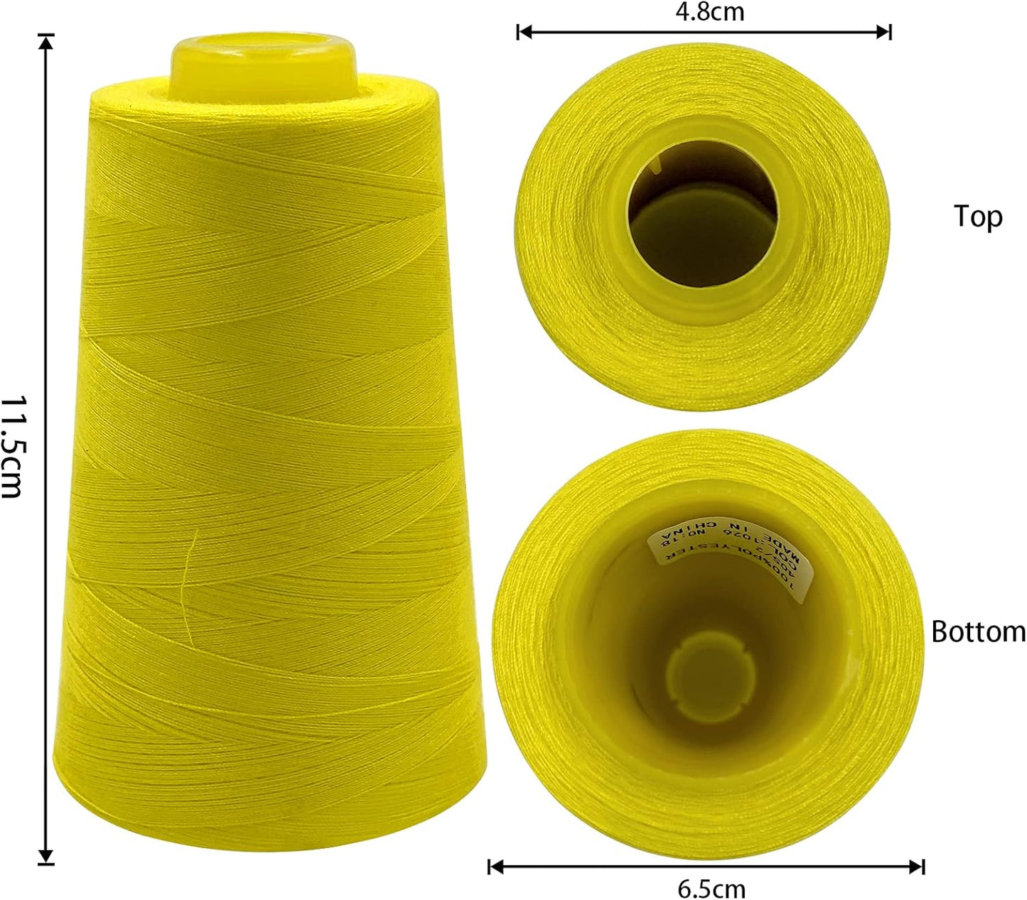 Tortoise 4 Cones of 3000 Yards Each Spool Thread for All Purpose, Serger, Overlock, Quilting, Sewing Machine - 100% Polyester - 40S/2 Lemon Yellow