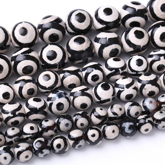 45PCS 8MM Natural Tibetan Stone Beads Round Loose Stone Beads for Jewelry Making DIY Energy Stone Healing Power Bracelet 15"