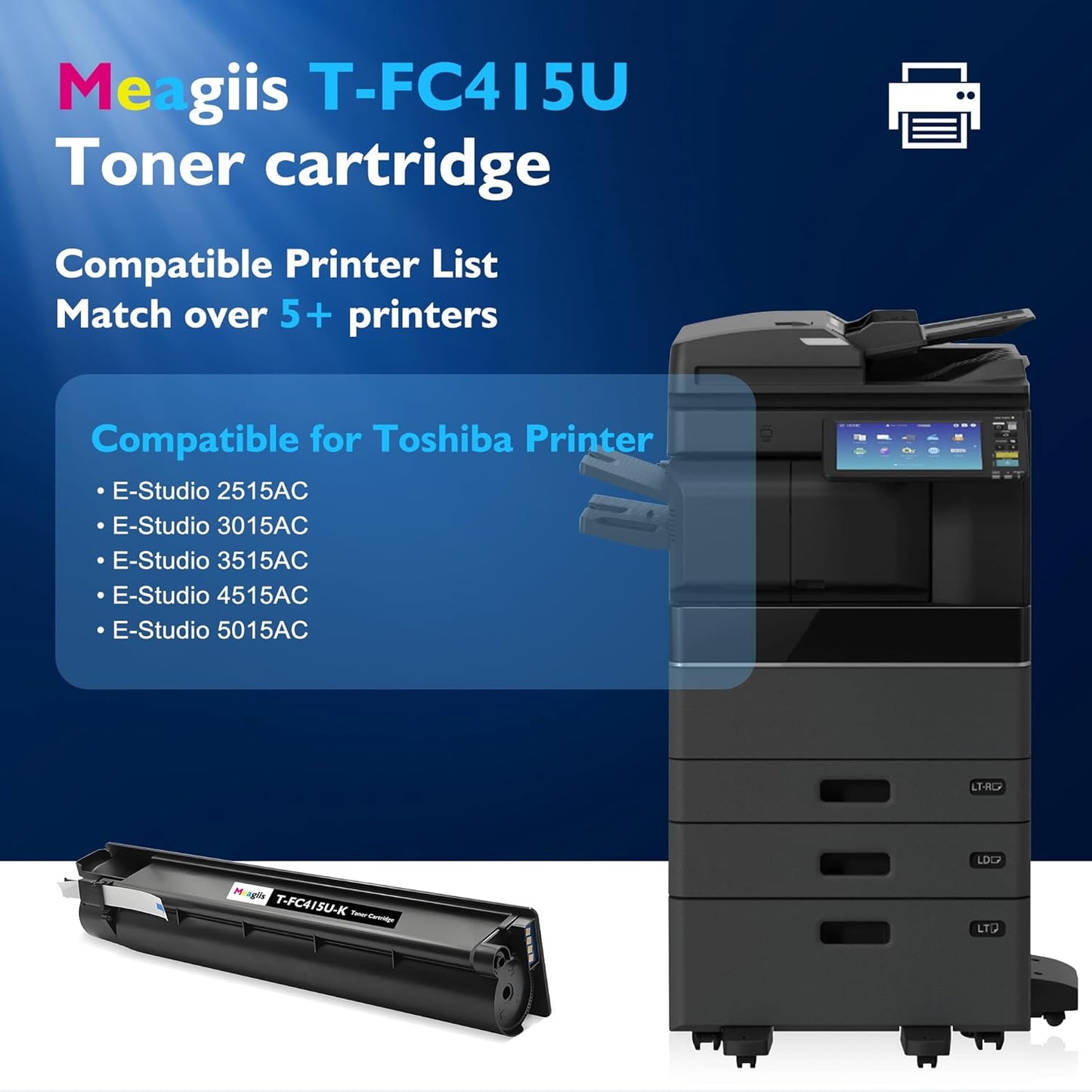 T-FC415U-K TFC415UK Black High Yield Toner Cartridge, 1-Pack, Replacement for Toshiba T-FC415U Black Toner Cartridge to Use for Toshiba E-Studio 2515AC 3015AC 3515AC 4515AC 5015AC Printer