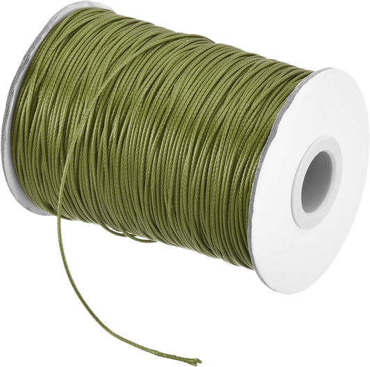MECCANIXITY Waxed Cord 1.2mm Waxed Polyester Cord 175 Yard Wax String for Bracelet Making,Necklaces, Beading,Jewelry Making and DIY Crafts(Olive Green)