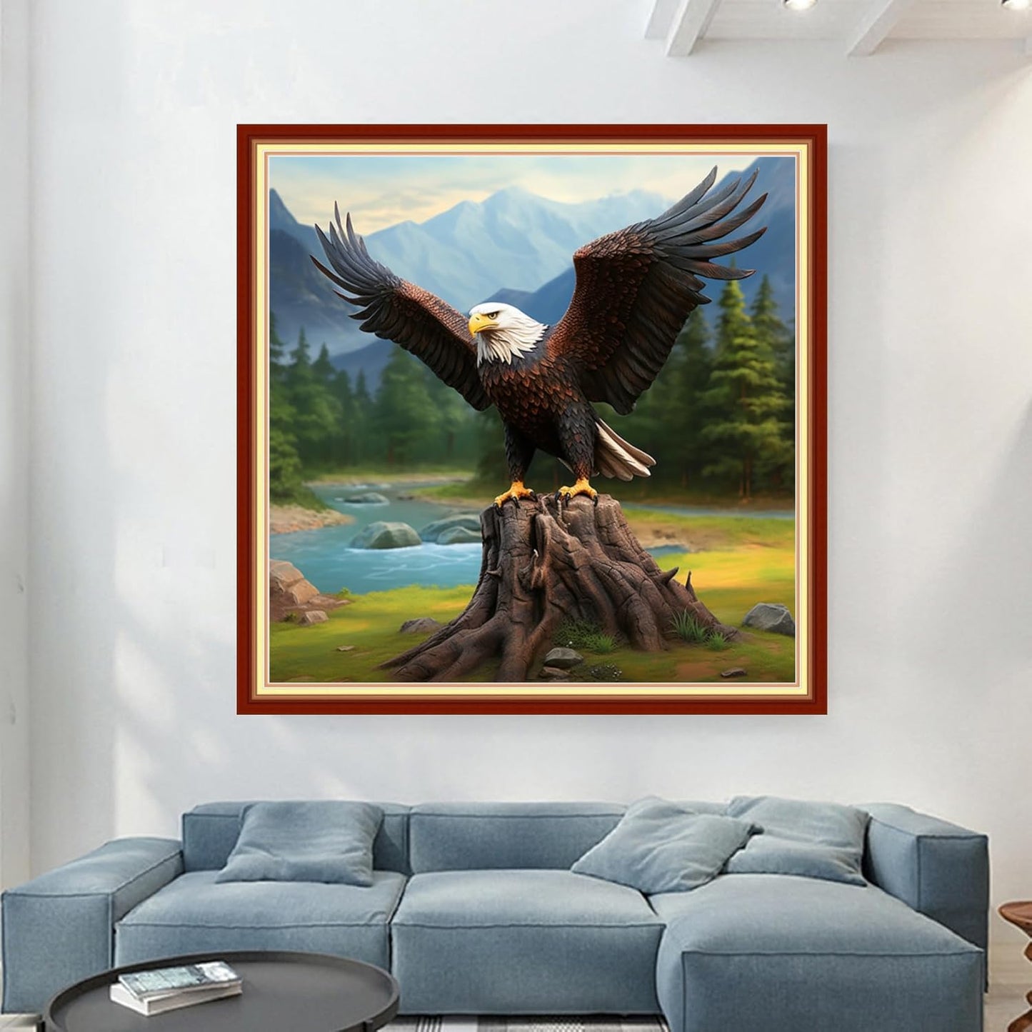 Magxvouy Cross Stitch Kits Stamped Full Range of Embroidery Kits,Cross Stitch Patterns Needlework Kits for Beginners 11CT Printed Kits&Eagle Landscape 18x18 inch