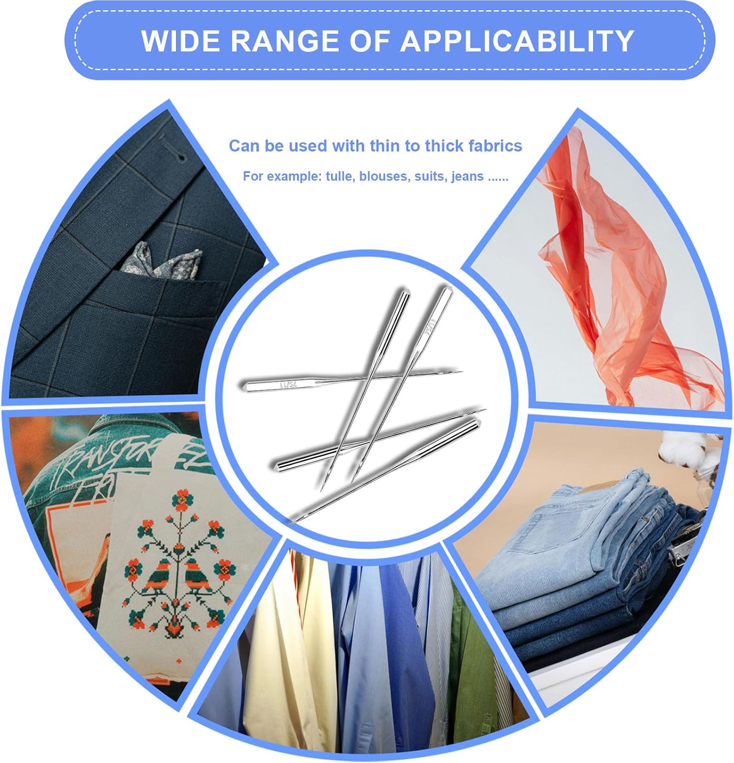 50PCS Sewing Machine Needles, Universal Sewing Machine Needle for Singer, Brother, Janome, Varmax, Needles for Sewing Machine with Sizes HAX1 65/9, 75/11, 90/14, 100/16, 110/18