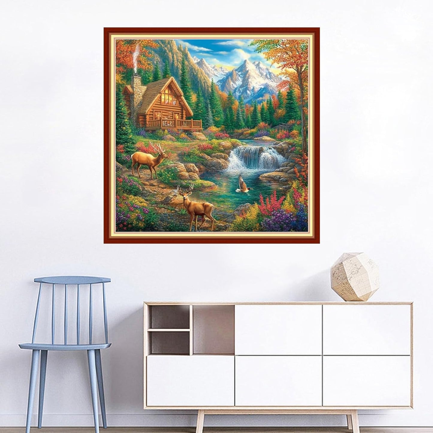 Joyhoor Cross Stitch Kits for Beginners Stamped Cross-Stitch Supplies Needlework preprint Embroidery Kits for Adults DIY Needlepoint Kits Embroidery Patterns 11CT-Forest Home 18x18 inchs