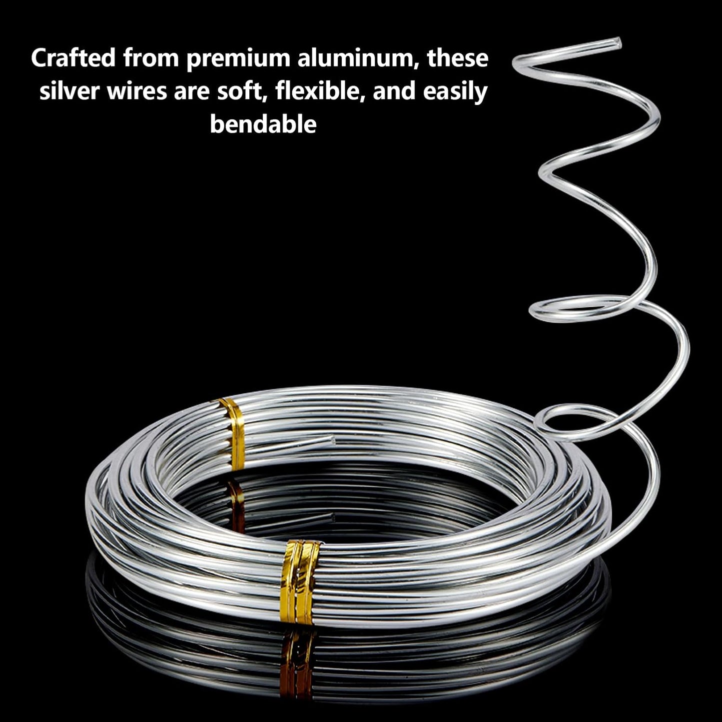4 Pcs Aluminum Craft Wires, 3mm*10m, 2mm*5m, 1.5mm*5m, 1mm*5m, Bendable Craft Wire for Sculpting Armature DIY Jewelry Making (Silver)