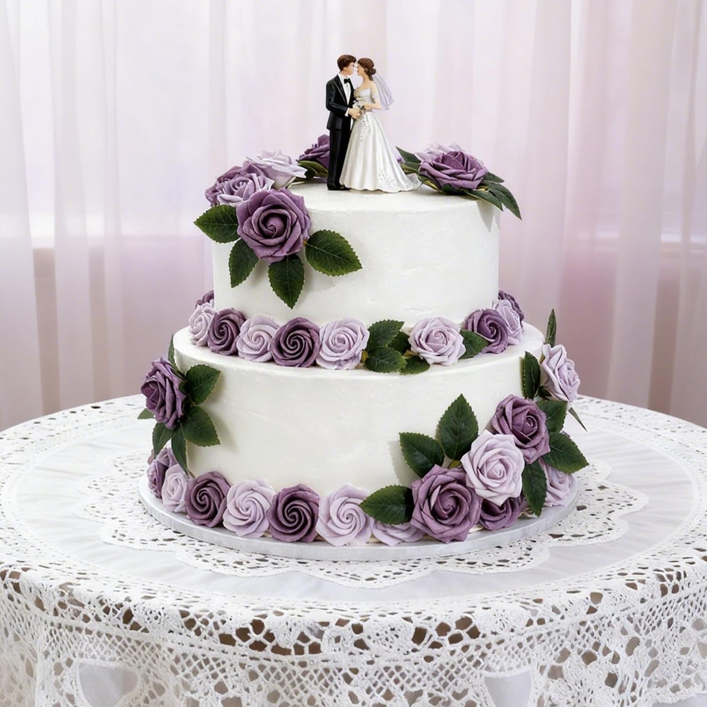 Artificial Flowers Foam Fake Roses 25pcs Series Purple Colors Roses with Stems for Home Decor DIY Wedding Bouquets Party Bridal Shower Centerpieces Faux Flower Arrangements Tables Decorations